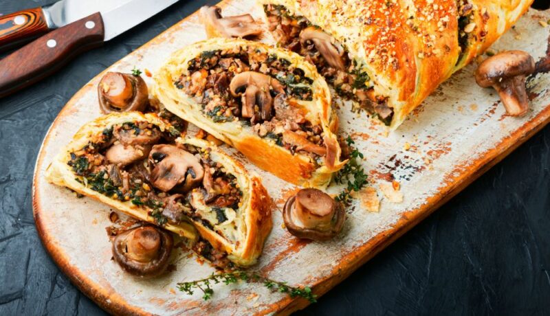 Appetizing,Mushroom,Pie,Or,Wellington,Mushroom.,English,Home,Cooking.