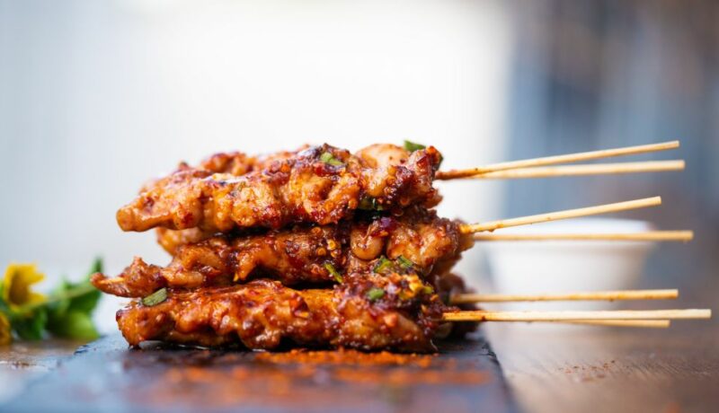 Top,View,Of,Grilled,Pork,Stick,Image,With,Spicy,Sichuan